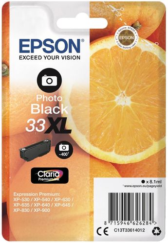Epson C13T3361 Aito ja alkuperäinen patruuna, Epson Claria Premium 33XL, PhotoMusta