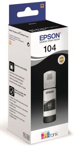 EPSON T104 Ecotank, Musta, Aito ja alkuperäinen Epson C13T00P140