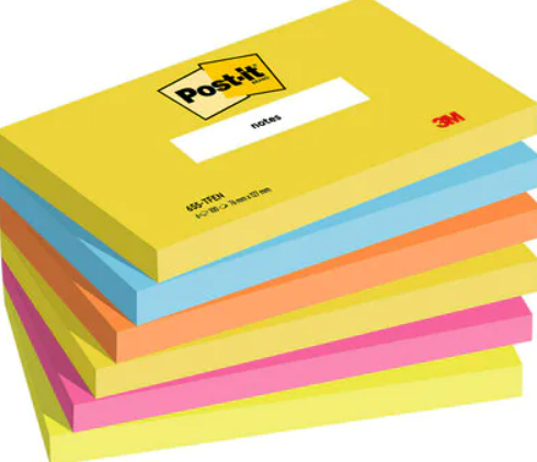 Post-it 3M viestilappu 76x127mm neonvärit 6 nidettä