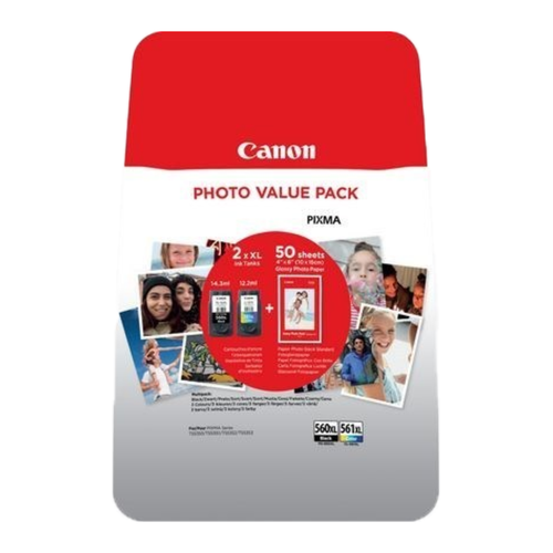 Canon PG-560XL / CL-561XL ja Photopaperi, Multipack Aito ja alkuperäinen Canon 3712C004