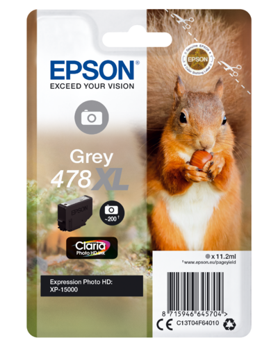 EPSON 478XL Grey, Aito ja alkuperäinen! EPSON C13T04F64010