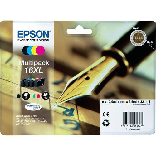 C13T16364010 Epson, Aito ja alkuperäinen Epson 16XL, 4-värin pkt, 12,9ml bk, 3x6,5ml cmy