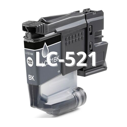 Brother LC521BK mustepatruuna, Black korvaava Premium, 500 sivua, Laatusertifioitu, Takuu 2v.